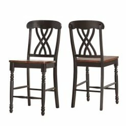 Deals 🎁 Side Chairs Weston Home Ohana Counter Height Chair - Black & Oak - Set Of 2 😍