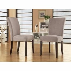Coupon π Casual Dining Chairs Weston Home Royal Silver Gray Chenille Parson Chairs - Espresso - Set Of 2 π₯°