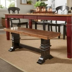 Outlet 🤩 Side Chairs HumbleNest Countryside Farmhouse Dining Bench With Trestle Leg 🥰