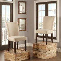 Budget 🎁 Casual Dining Chairs Chelsea Lane Linen Parson Chair - Set Of 2 👏