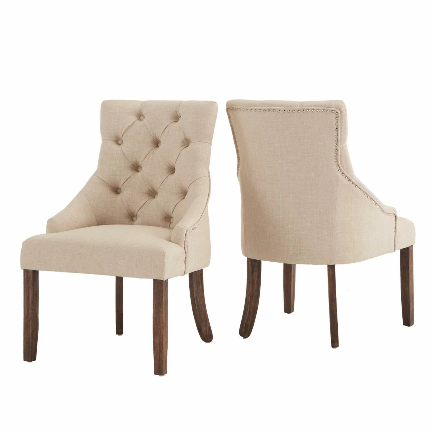 Wholesale ⌛ Formal Dining Chairs Weston Home Bolton Curved Tufted Back Dining Chair - Set Of 2 - Beige/Brown ✔️