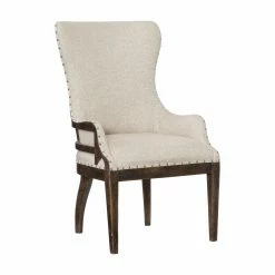 Promo 🛒 Casual Dining Chairs Hooker Furniture Roslyn County Upholstered Solid Back Nailhead Trim Dining Host Chair 👏