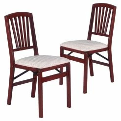 Buy 👏 Meco Side Chairs Stakmore Slat-Back Upholstered Folding Chair - Set Of 2 ⭐