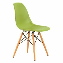 New 😉 Casual Dining Chairs LeisureMod Dover Molded Dining Side Chair With Natural Wood Base 🔥