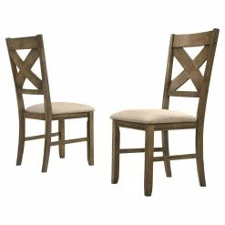 Brand new 𧨠Side Chairs Roundhill Furniture Raven Upholstered Cross Back Dining Side Chair - Set Of 2 β