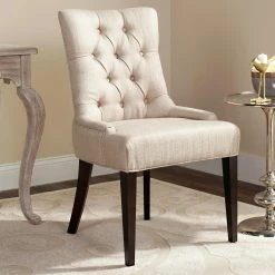 Discount 🧨 Formal Dining Chairs Safavieh Amanda Linen Tufted Dining Chair With Nail Heads 👍