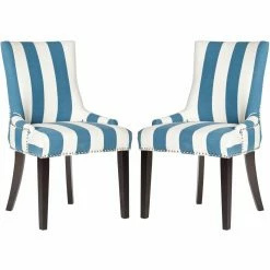 Best reviews of ❤️ Formal Dining Chairs HN Home Bridgeport Transitional Awning Stripes Dining Chair With Silver Nail Heads - Set Of 2 👍