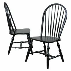 Wholesale π Side Chairs Sunset Trading Sunset Selections Windsor Spindleback Dining Chair In Antique Black - Set Of 2 π₯°