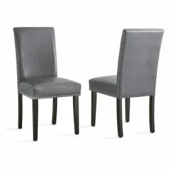 Cheap π Casual Dining Chairs Steve Silver Co. Verano Upholstered Dining Parson Chair With Nailhead Trim - Set Of 2 π