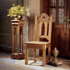 Coupon 😀 Side Chairs Design Toscano Sudbury Hand-Carved Solid Pine Gothic Side Chair ✔️