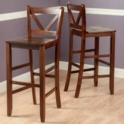 Deals 👍 Side Chairs Winsome Victor V-Back 29 In. Bar Height Dining Stools - Set Of 2 🤩