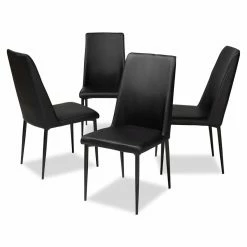 Outlet 👍 Side Chairs Baxton Studio Chandelle Faux Leather Dining Side Chair - Set Of 4 🎁