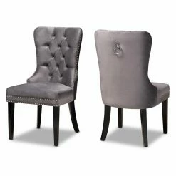 Cheap 🌟 Side Chairs Baxton Studio Remy Nailhead Tufted Velvet Dining Chair - Set Of 2 🥰