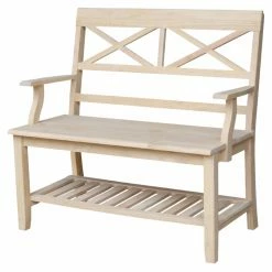 Top 10 🔥 Dining Bench International Concepts Unfinished Dresden Double X-Back Bench 👍