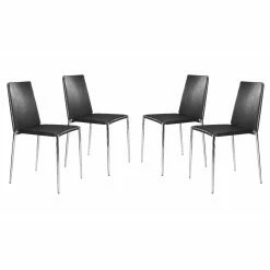 Best deal β¨ Side Chairs Zuo Modern Alex 17.3 In. Dining Chair Set - Black / Chrome - Set Of 4 π