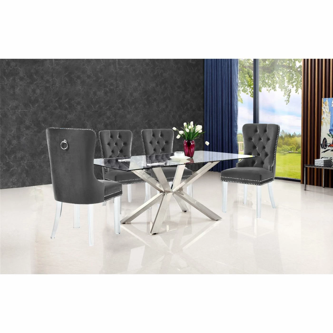 Deals π Formal Dining Chairs Meridian Furniture Inc Miley Tufted Dining Side Chair With Nailhead Trim - Set Of 2 π - Image 5